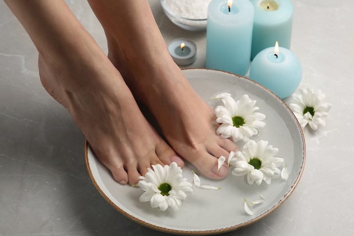Woman doing manicure